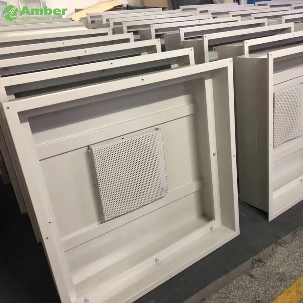 Amber Zero Leakage U15 Filter Liquid Seal Hepa Box لغرفة نظيفة GMP